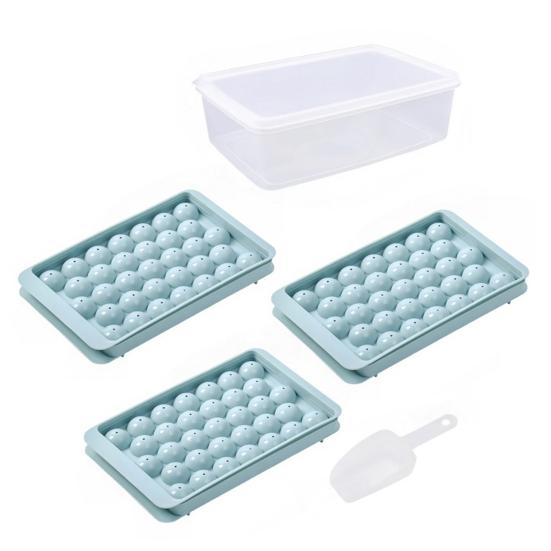 Ice Cube Mold with Lid Shovel And Container Round Ice Cube Trays for Freezer Flexible Ice Cube Maker Refreshing Drink Accessory