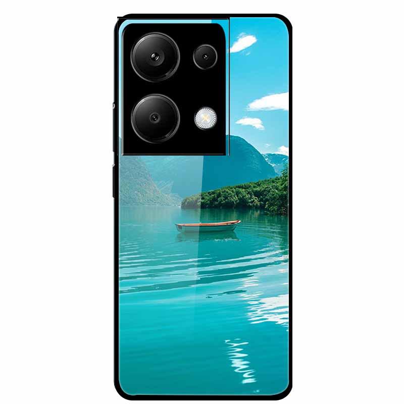 Чехол для Redmi NOTE 13 PRO 4G с закаленным стеклом и эстетичной цветной покраской