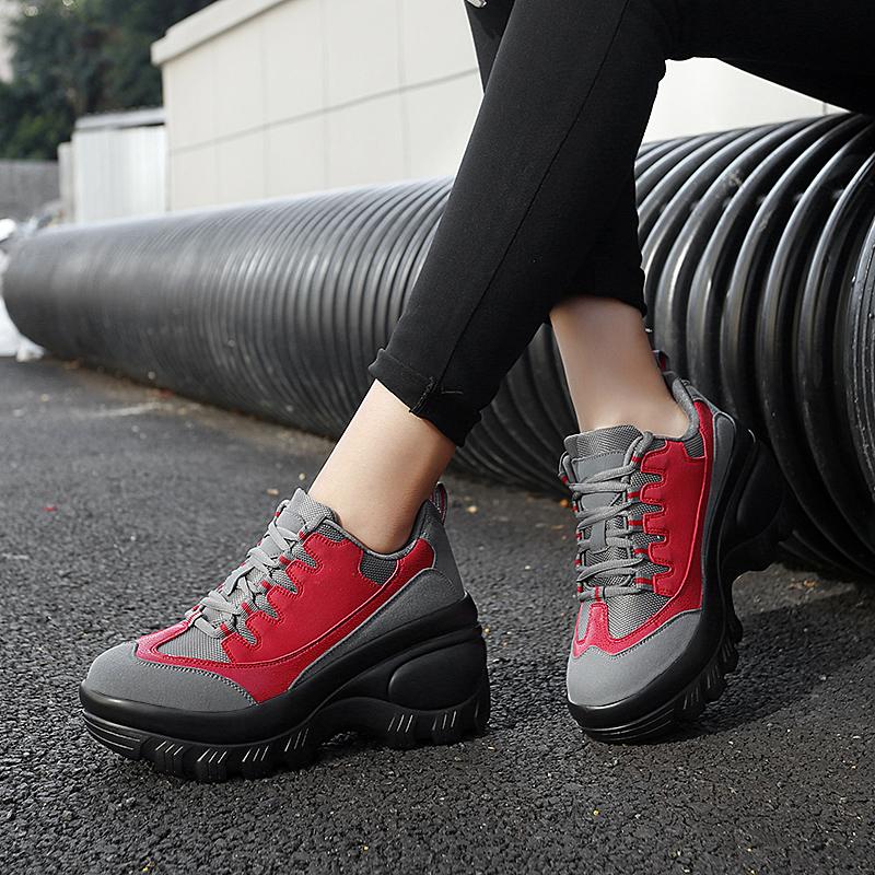 TUINANLE Женские кроссовки на массивном каблуке, повседневные туфли на высоком каблуке на танкетке, женские водонепроницаемые туфли на плоской подошве со шнуровкой