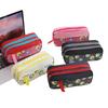 Portable Pen Bag Double Layer Pencil Pouch Cartoon Pencil Case  for Student