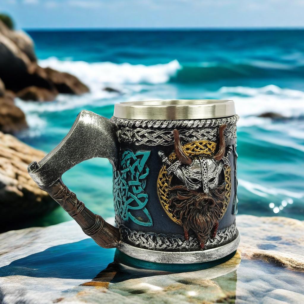 Viking Mug Battle Axe Beer Cup Medieval Viking Pirate Mugs Coffee Cup
