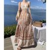 Women's Summer Temperament Camisole Tank Top Seaside Holiday Halter Skirt Set