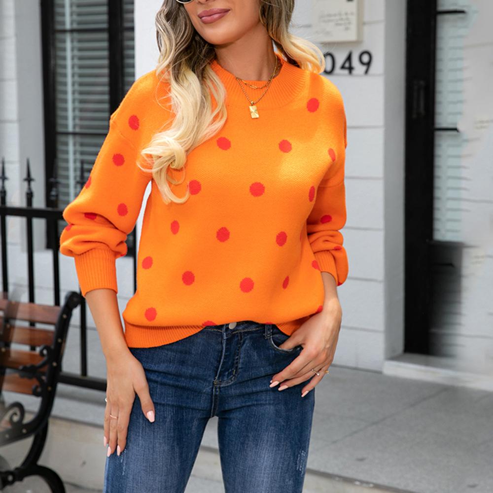 Осень/зима 2023, женский свитер, пуловер в горошек, свитер большого размера