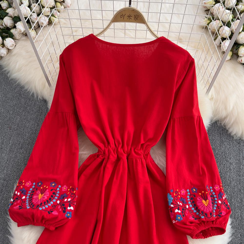 RUGOD Богемное свободное платье трапециевидной формы с кружевной талией и вышивкой на талии, большое свободное длинное платье для морского отдыха, летнее платье