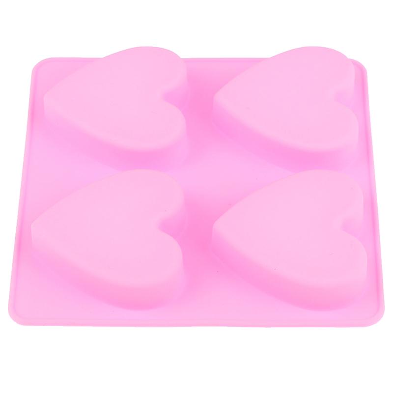 Силиконовая форма для мыла ручной работы с 4 полостями, сердце, 3D-свеча для изготовления мыла