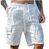 Summer Men Loose Cotton Linen Cargo Shorts with Pockets Beach Streetwear Sports Casual Shorts Running Short Pants