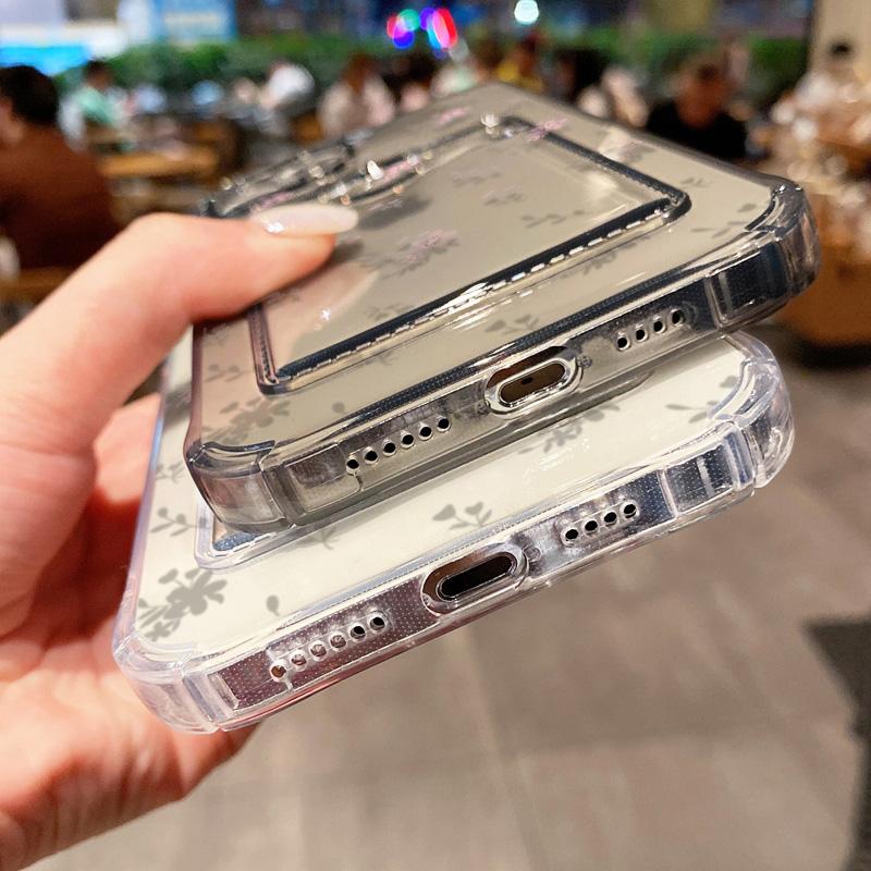 Чехол для телефона с держателем для карт для iPhone 13 Funda iPhone 11 16 Pro Max 16E 14 15 12 XR X Xs 7 8 Plus, противоударный, мягкий, с цветочным узором из ТПУ
