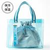 Asahi Koyo Lunch Bag, Insulated, Transparent, Clear Blue, with Inner Bag, Poolside Design, Depth 4'-0", 26x12x21cm