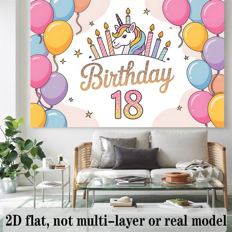 Party Backdrop 18Th Birthday Flat Designed Serves Photos Made Styling Embellishments Adornments Photo Booth Decor Birthday Party Decor