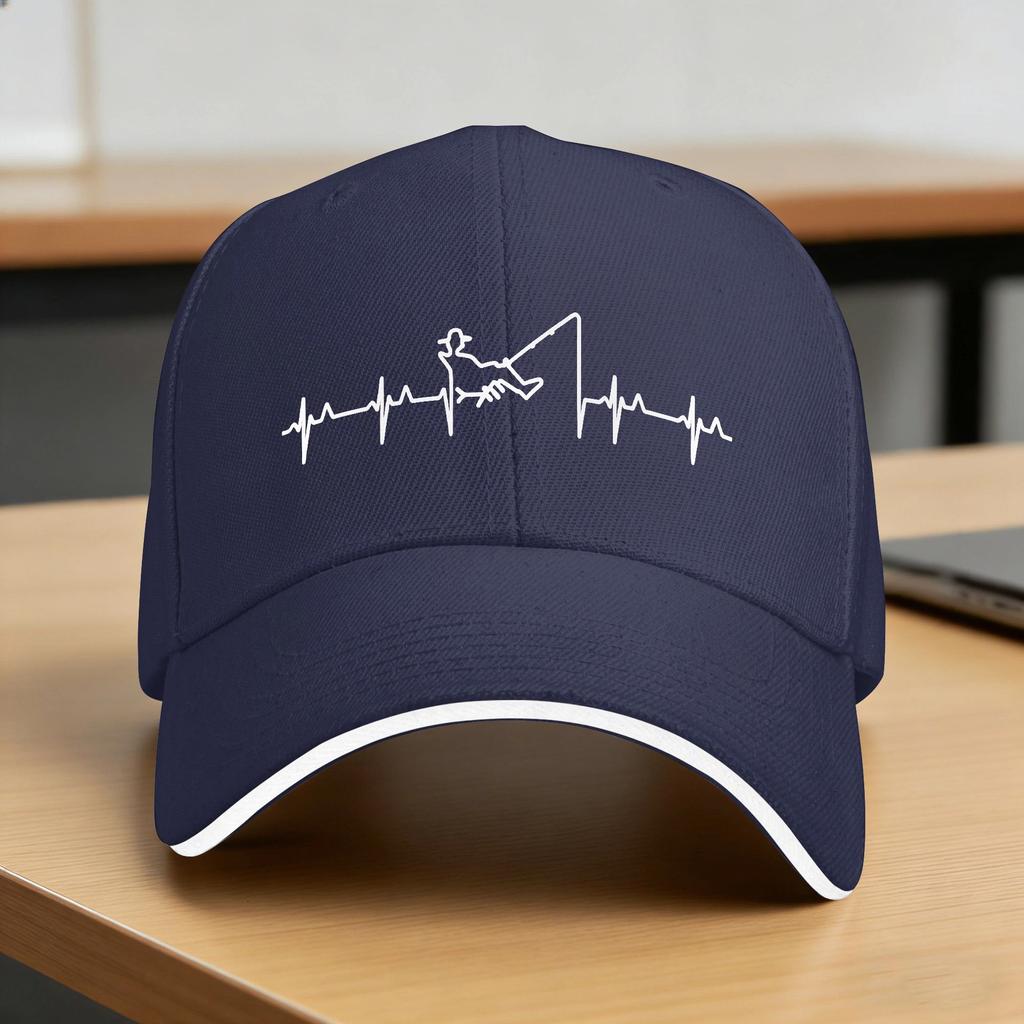 Summer Fishing Heartbeat Love Fishing Baseball Cap Outdoor Sports yk Retro Print Sun Hip Hop Hats Couple Women Snapback Cap