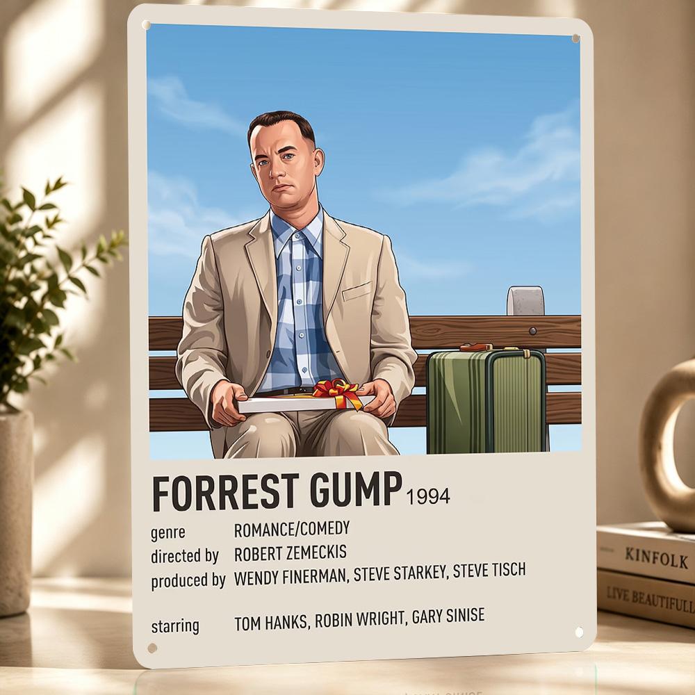 Forrest Gump Minimalist Art Poster Retro D Printed Metal Signs Customized Wall Hanging Gift for Decor Room Bedroom Stuff Home