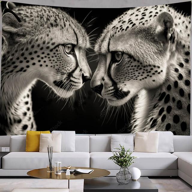 Гобелен с животными, настенный гобелен для спальни, лев, тигр, жираф, лиса, гобелены, декор для гостиной, эстетический декор, искусство хиппи