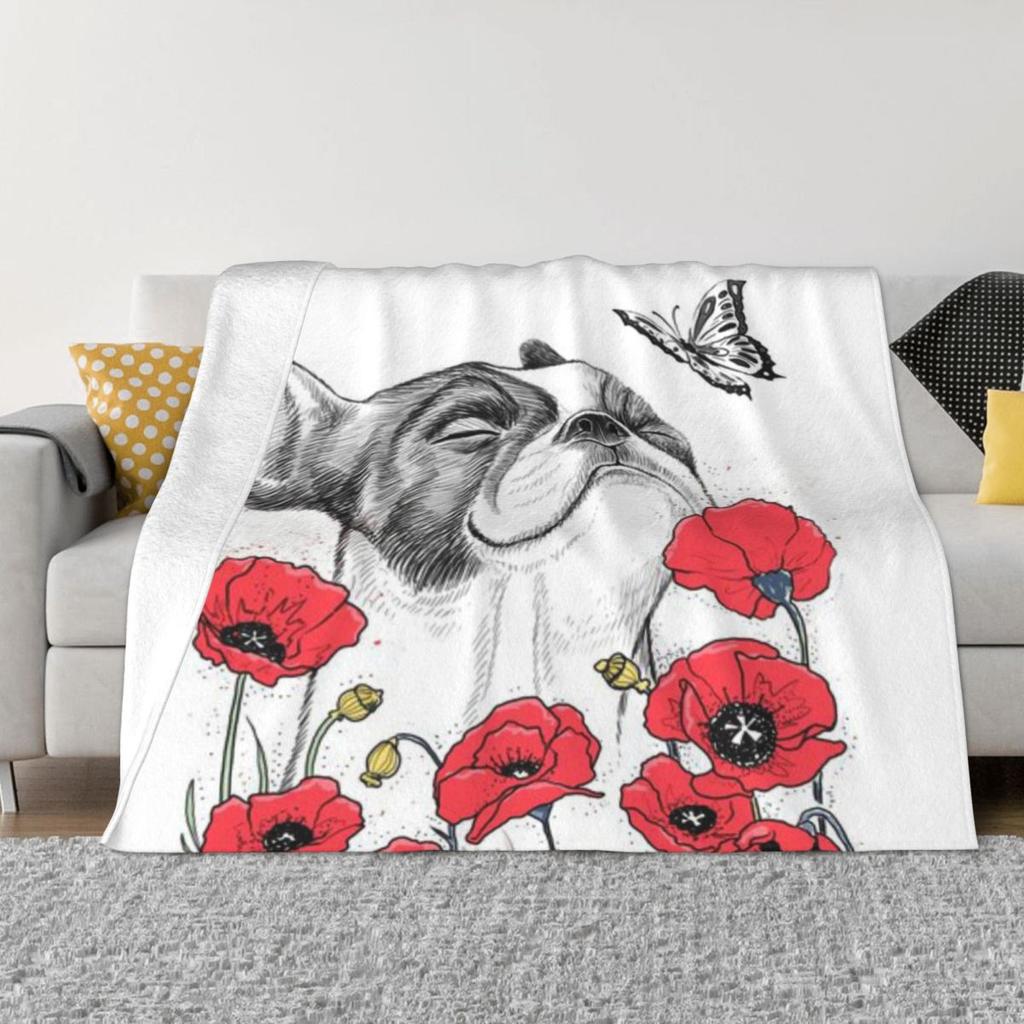 Pug In Flowers Custom Home Decor An Ultra-Soft Micro Fleece Blanket