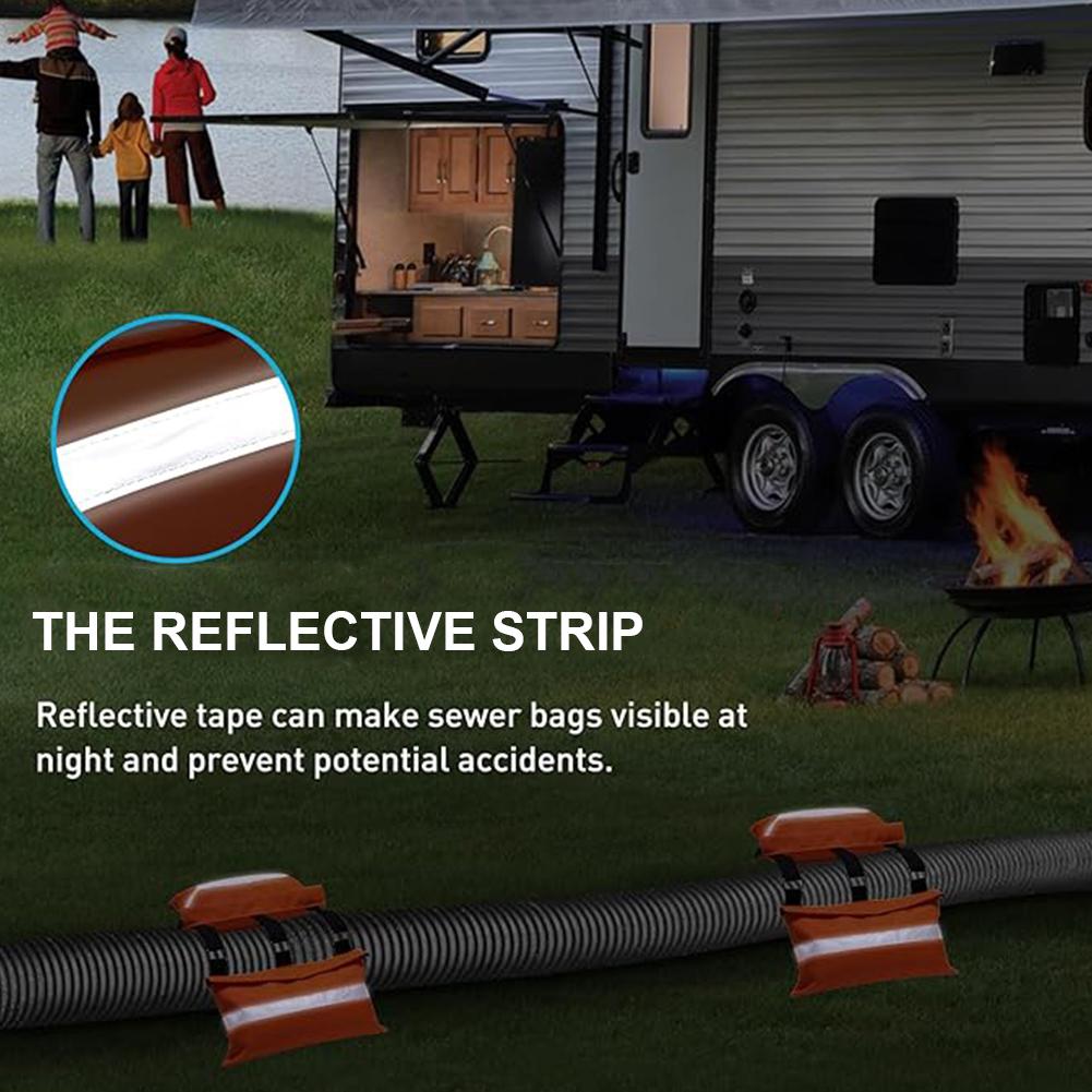 Сумка-утяжелитель для слива RV со светоотражающей полосой, ткань Оксфорд 600D, кемпинг, сумка-утяжелитель для слива, водонепроницаемая, для крепления шланга слива RV