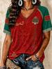 2026 Morocco National Team Red Football T-Shirt, Women's Men V-Neck Sportswear with Script & Star Motif 2026 Family Kids Tees