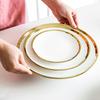 Ceramic Plate Round White Phnom Penh Silver 6/8/10Inch Edge Nordic El Bone Porcelain Western Snack Dish Home Kitchen Supplies