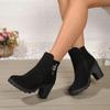 2024 Новые сапоги для женщин, теплые, однотонные, зимние, длиной до щиколотки, сексуальные, модные, на толстом высоком каблуке, женские сапоги, удобная обувь