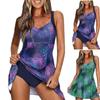 Купальники больших размеров для женщин, купальный костюм из двух частей, струящееся платье для плавания с шортами