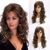 Synthetic Brown Mixed Blonde Highlight Wigs for Women Long Curly Wig with Bangs Natural Elegant Mommy Daily Ladies Wig Party