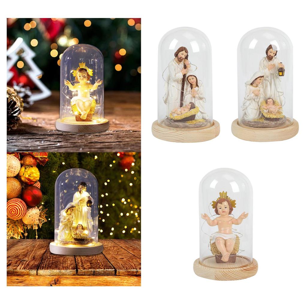 Рождественский Вертеп Художественное Произведение Подарок Украшение со Светом Святое Семейство Рождество