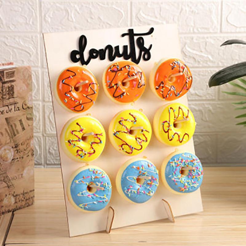 Wooden Donuts Wall Display Stand Holder - Candy Sweets Doughnut Rack For Party