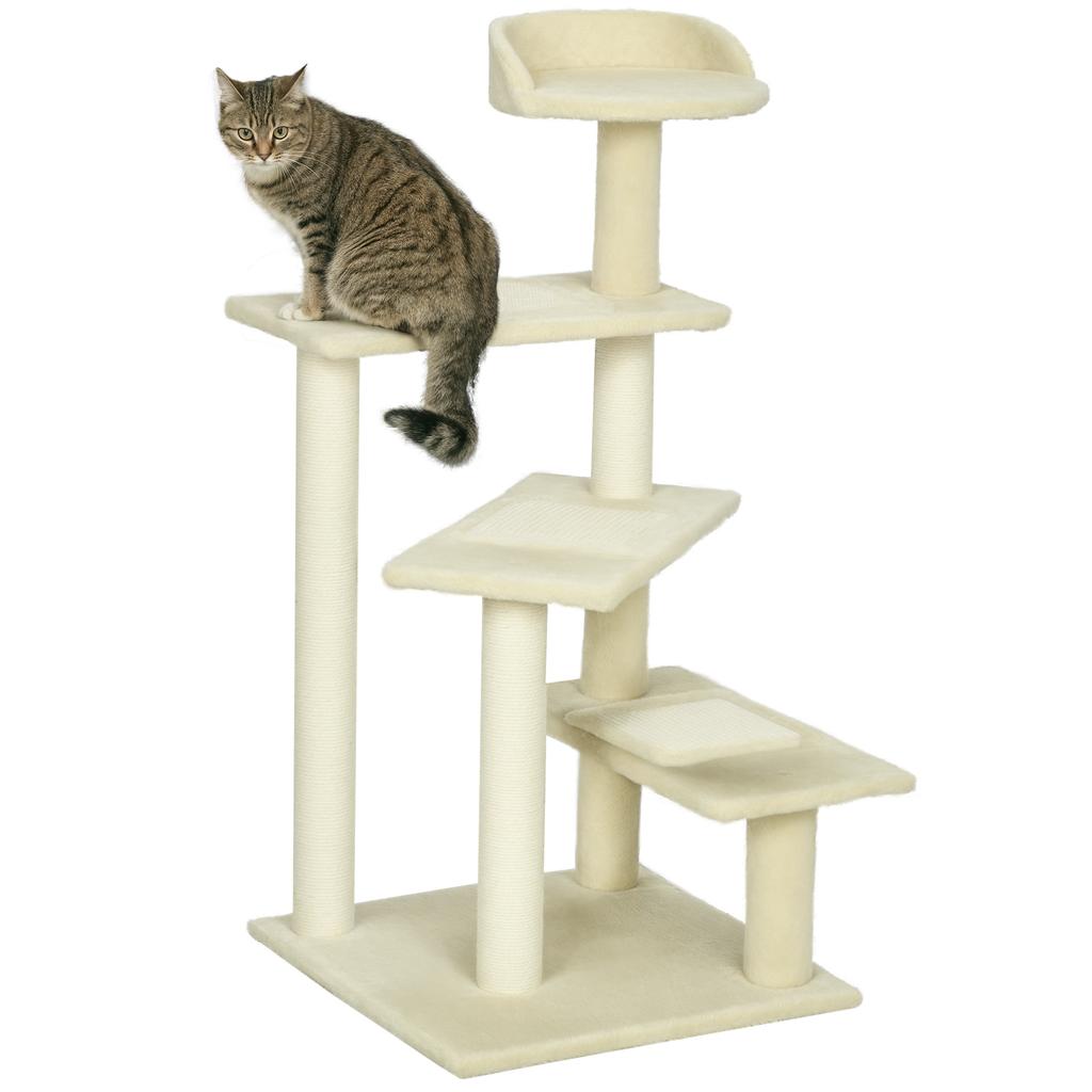 100 cm Cat Tree for Indoor Cats Kitten Scratch Scratching Post Climbing Tower Activity Centre Beige