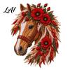 Flower Horse Theme Art Floral Patchwork Kit Fabric DIY Handmade Wall Kit Sewing for Adults Decor Artistic Applique Set