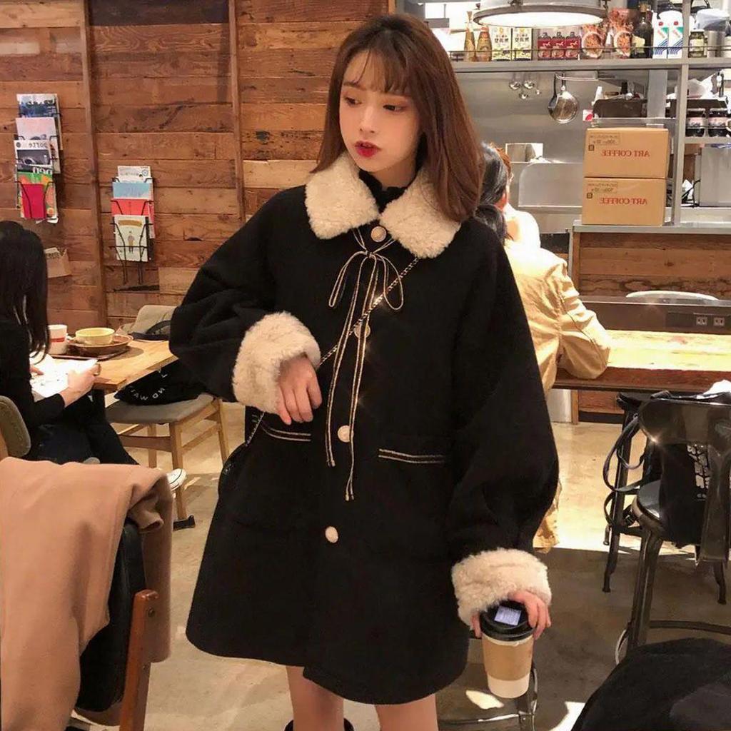 Hepburn Style Women's Tweed Coat - Autumn/Winter Loose Fit, Trendy Fragrance-Inspired Thickened Outerwear