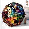 Witchcraft, Moonlit Magic Automatic folding umbrella  simple eight rib design, bright color pattern, durable iron frame, ideal for travel an