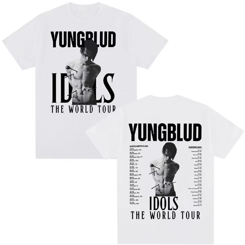 2026 ВеснаЛето Yungblud IDOLS Мировой Тур Футболка для Мужчин и Женщин Хип-Хоп Повседневная Хлопок Уличная Футболка   Yungblud IDOLS
