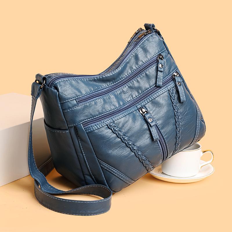 Многокарманная женская сумка через плечо из мягкой кожи, сумка для мам среднего и пожилого возраста, сумка через плечо