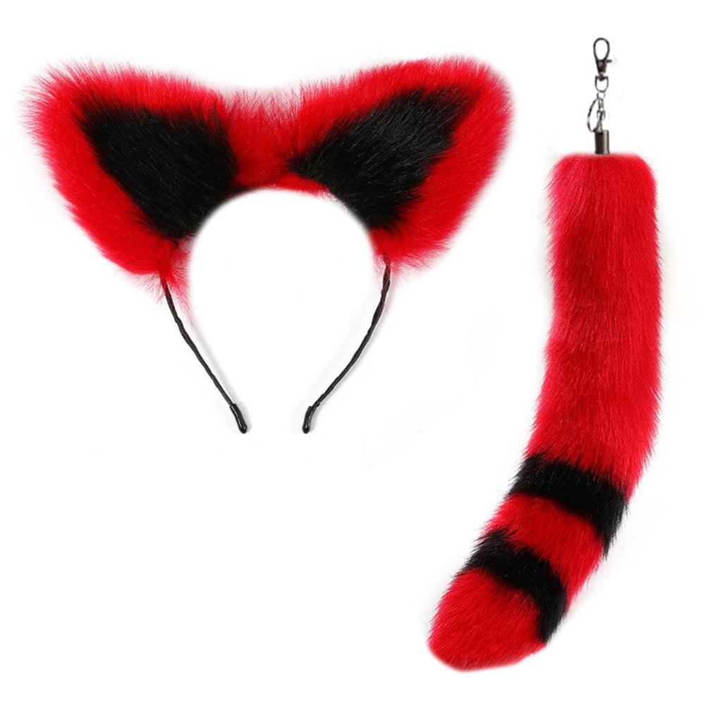 Cat Ears Headband and Faux Tail Keychain Elegant Cosplay Accessories Stylish Pendant for Handbag Backpack Decoration