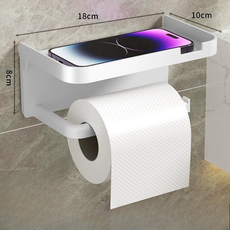 1 шт. Самоклеящийся настенный держатель для туалетной бумаги без сверления с полкой для хранения