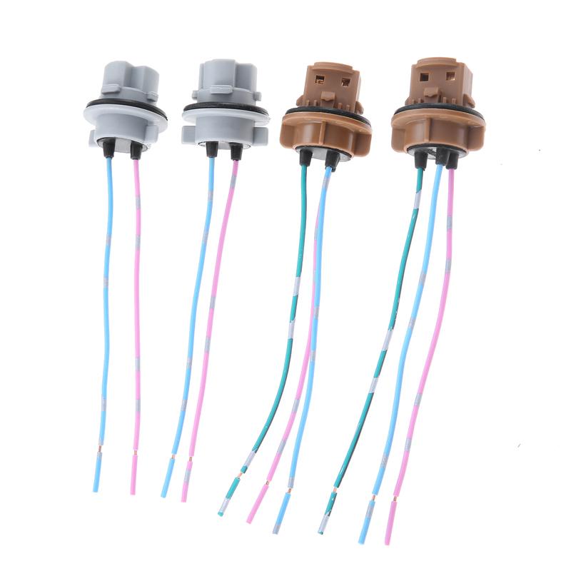 2Pcs T20 7443 W21/5W 7440 W21W Car Socket Adapter Base Female Plug Connect Wiring for Car Brake Lamp DRL Lamp Plastic+Wire