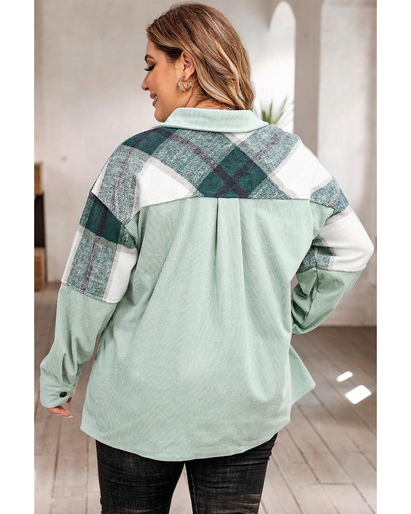 Azura Exchange Зеленая клетчатая блузка большого размера из вельвета