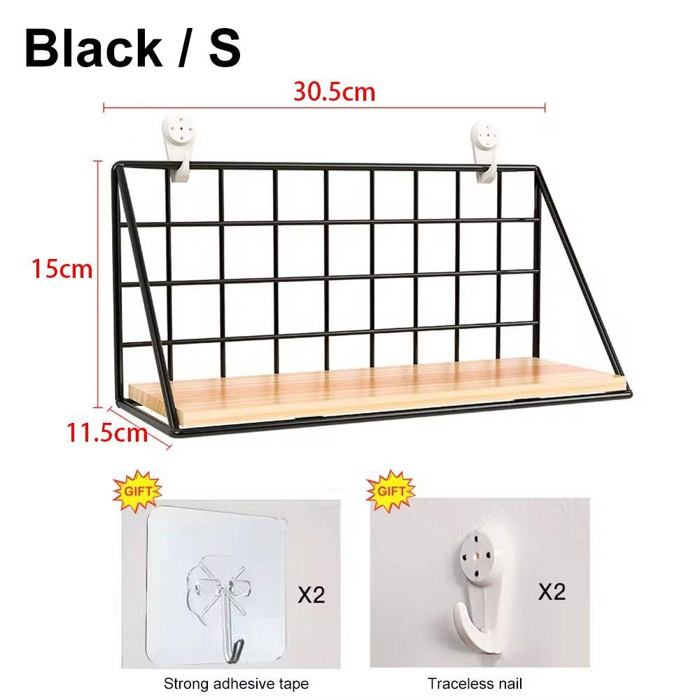 Wall Decoration Wood Hanging Shelf Without Drilling Bedroom Storage Basket Wall Rack Organizers