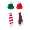2Pcs Xmas Mini Scarf Hat Decor Doll Clothes Accessory Christmas Party Ornament