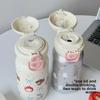 Cute Cartoon Print Double Drink Stainless Steel Thermos Cup with Straw - Portable Pop-Up Cup for Girls and Students