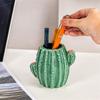 1 шт. Керамическая подставка-стакан для ручек в виде кактуса, органайзер для карандашей, держатели для кистей для макияжа, для дома, офиса, стола, зеленый, белый кактус