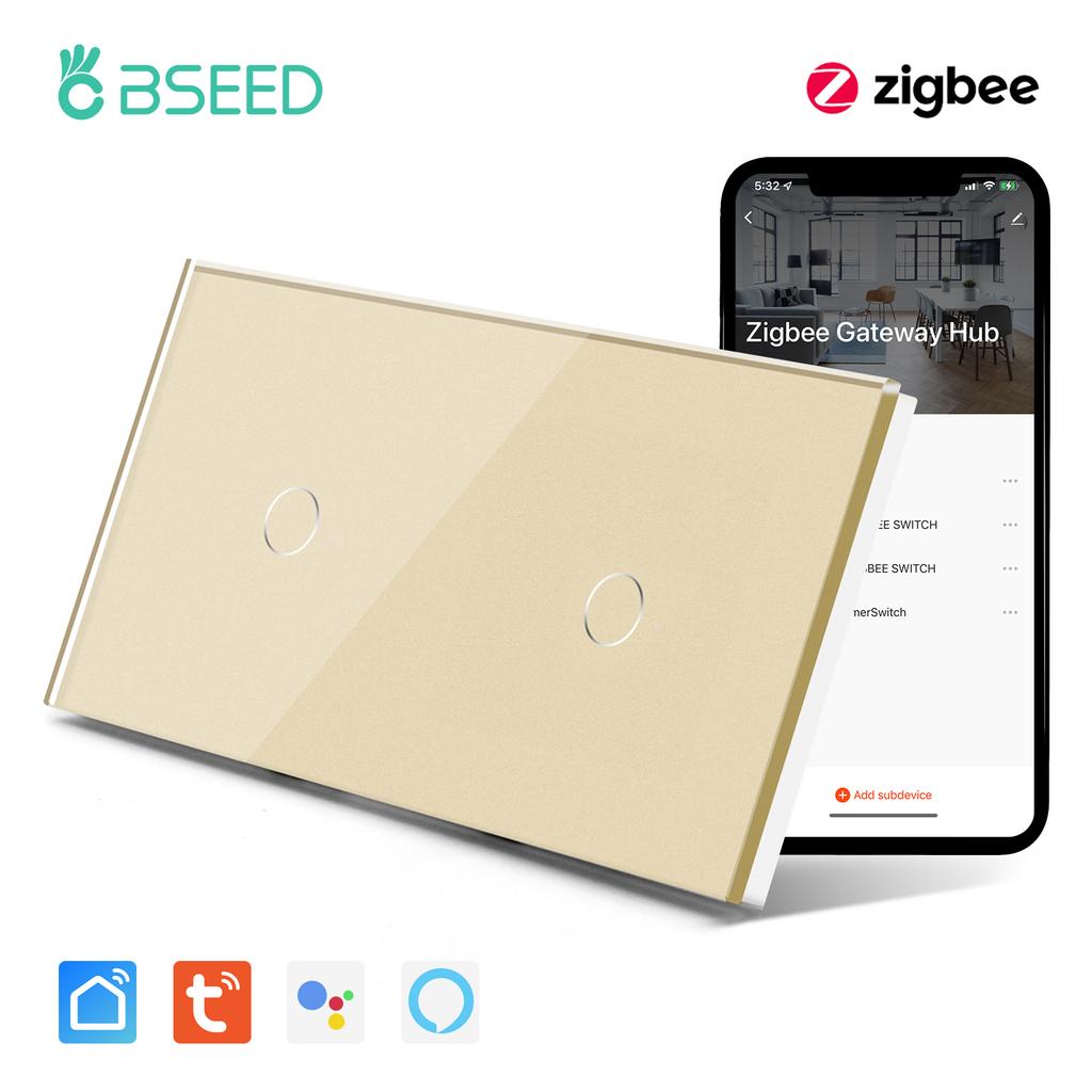 BSEED 2/3/4/6-клавишный Zigbee Умный EU Одиночный Фаза 157 мм Сенсорный Выключатель Света Стеклянная Панель Умный Переключатель Совместим с Alexa Smart Life