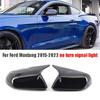 Black Rearview Side Mirror Cover Caps Horn Style For Ford Mustang 2015-2022 2021