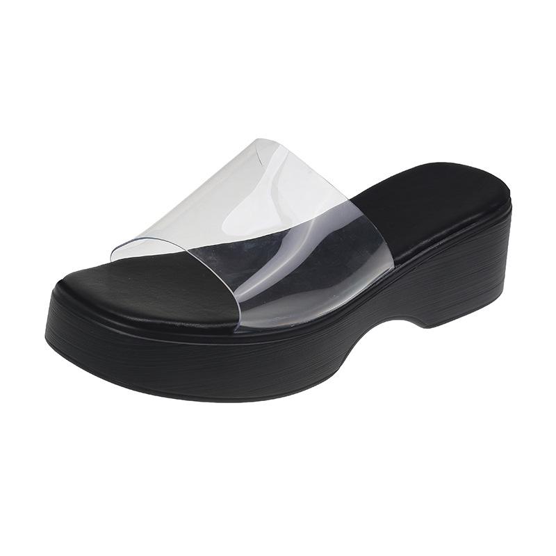 Лето 2025 года, новые увеличивающие рост кексы с толстой подошвой, классные тапочки для женщин, простые, сексуальные и прозрачные, одно слово, классные тапочки