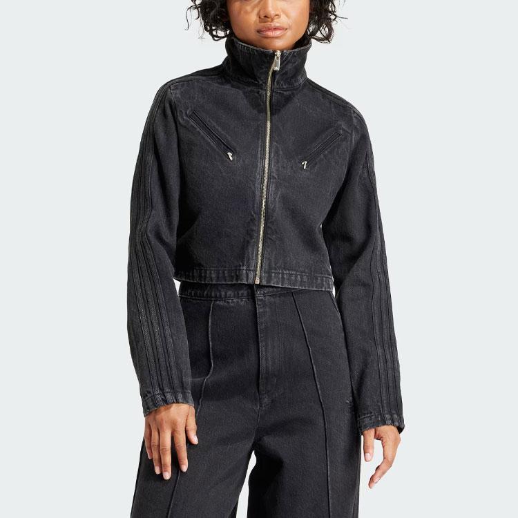 Adidas Джинсовая спортивная куртка Originals Montreal с винтажным эффектом стирки, женские топы, черный IT7263