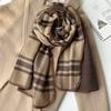 New Autumn and Winter British Style Pattern Imitation Cashmere Warm Scarf Women's Overlock Double Sided Shawl