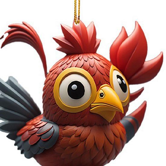 Рождественский цыпленок, мультяшный цыпленок, рождественская елка, подвесное украшение, 2D, плоская акриловая подвеска для окна, двери, рюкзака, автомобиля, декор