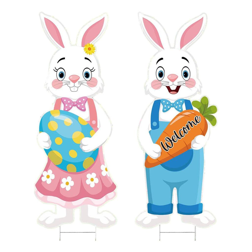 Пасхальные украшения для улицы, 32-дюймовый пасхальный кролик и табличка с изображением яичного двора с металлическими кольями, большой декор в виде счастливого кролика