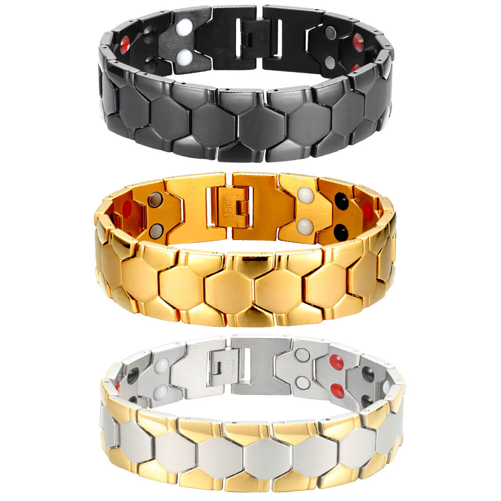 Magnetic Therapy Jewelry Men Adjustable Magnetic Bracelet Black Stainless Steel Homme Bracelet