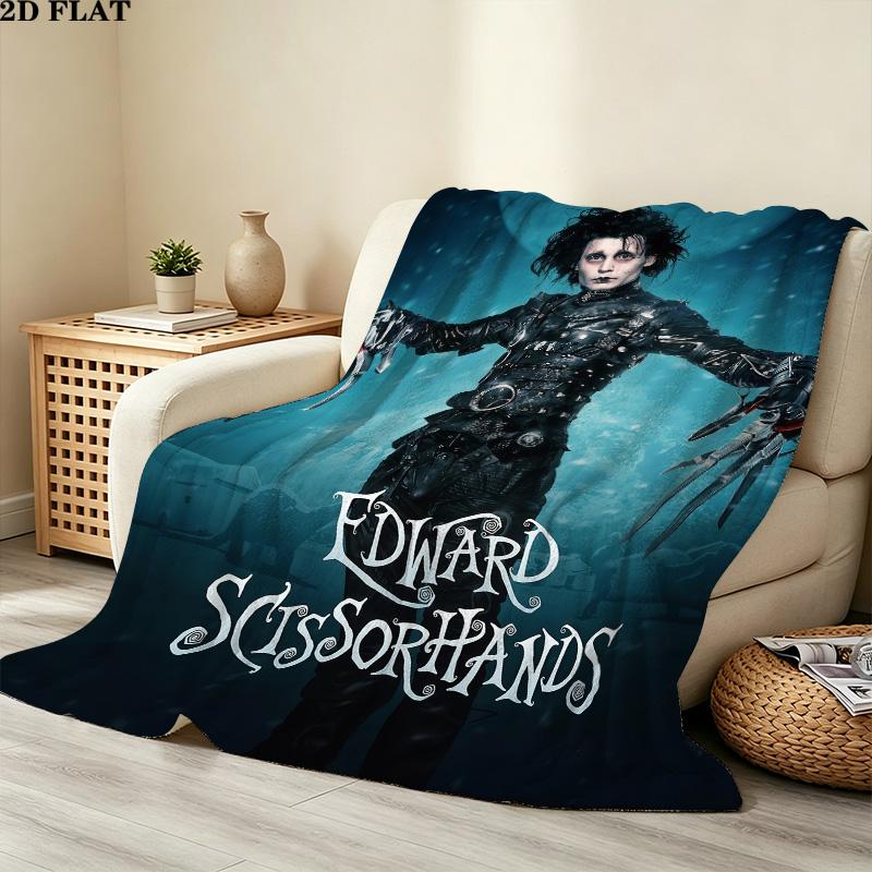 1PC Edward Scissorhands Patterned Flannel Blanket Suitable For All Seasons For Home Decor Warmth And Comfort Gifts Holiday Present