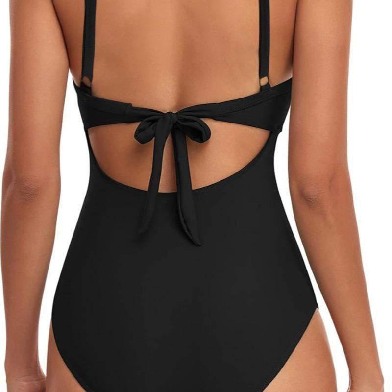 Новый сексуальный однотонный купальник с перекрещенными присборенными полыми бретелями на шнуровке