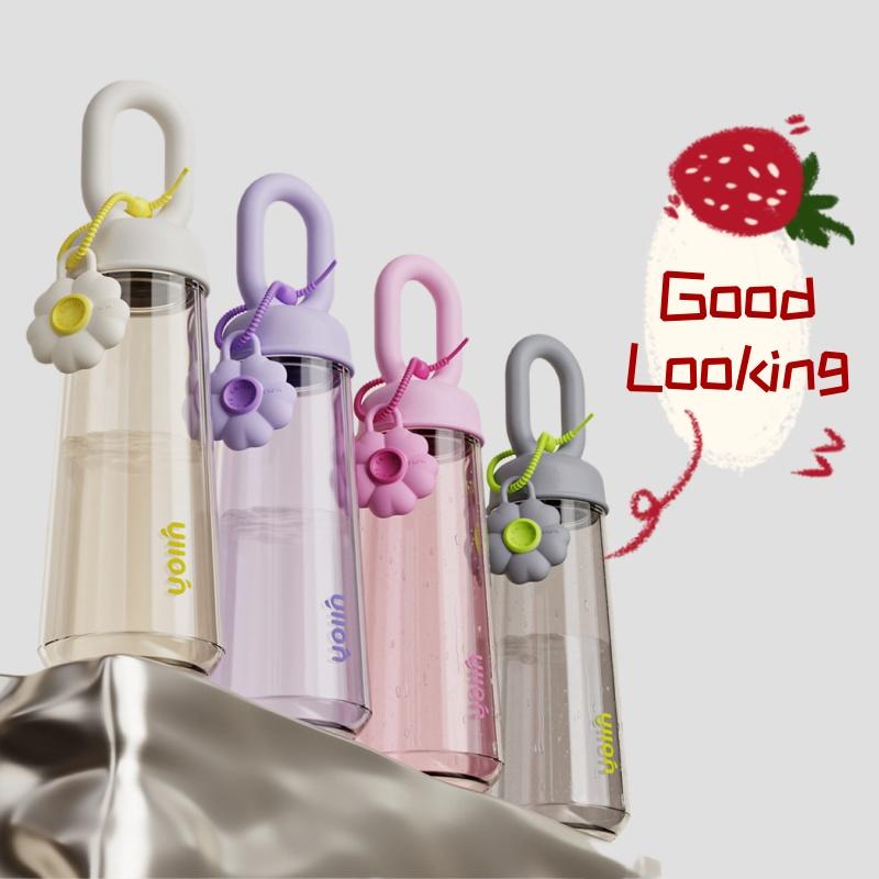 500ML Portable Large Capacity High-value Women's Plastic Water Bottle Outdoor Sports and Fitness Petal Handheld Water Bottle
